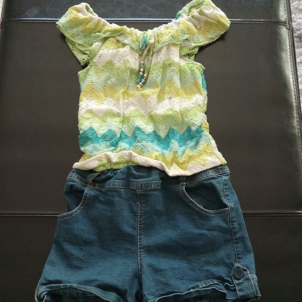Girls Green Romper